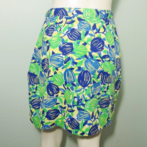 1990s Lilly Pulitzer Skirt Tulip Print Size 8 Blue Green Yellow Summer Wear - Picture 2 of 11